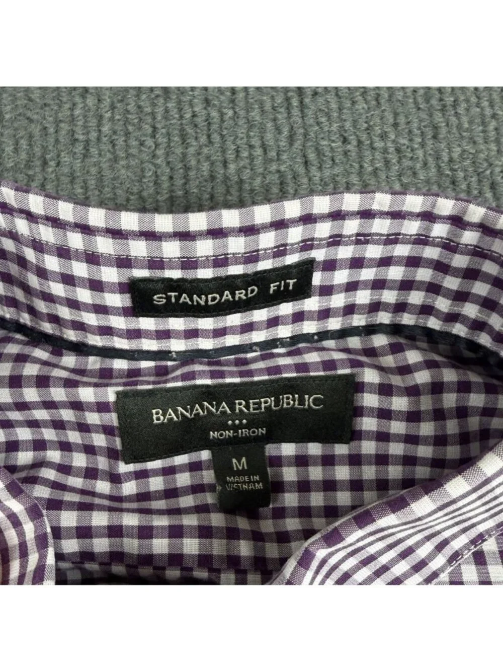 Banana Republic Mens Purple & White Gingham Button-Down Shirt M